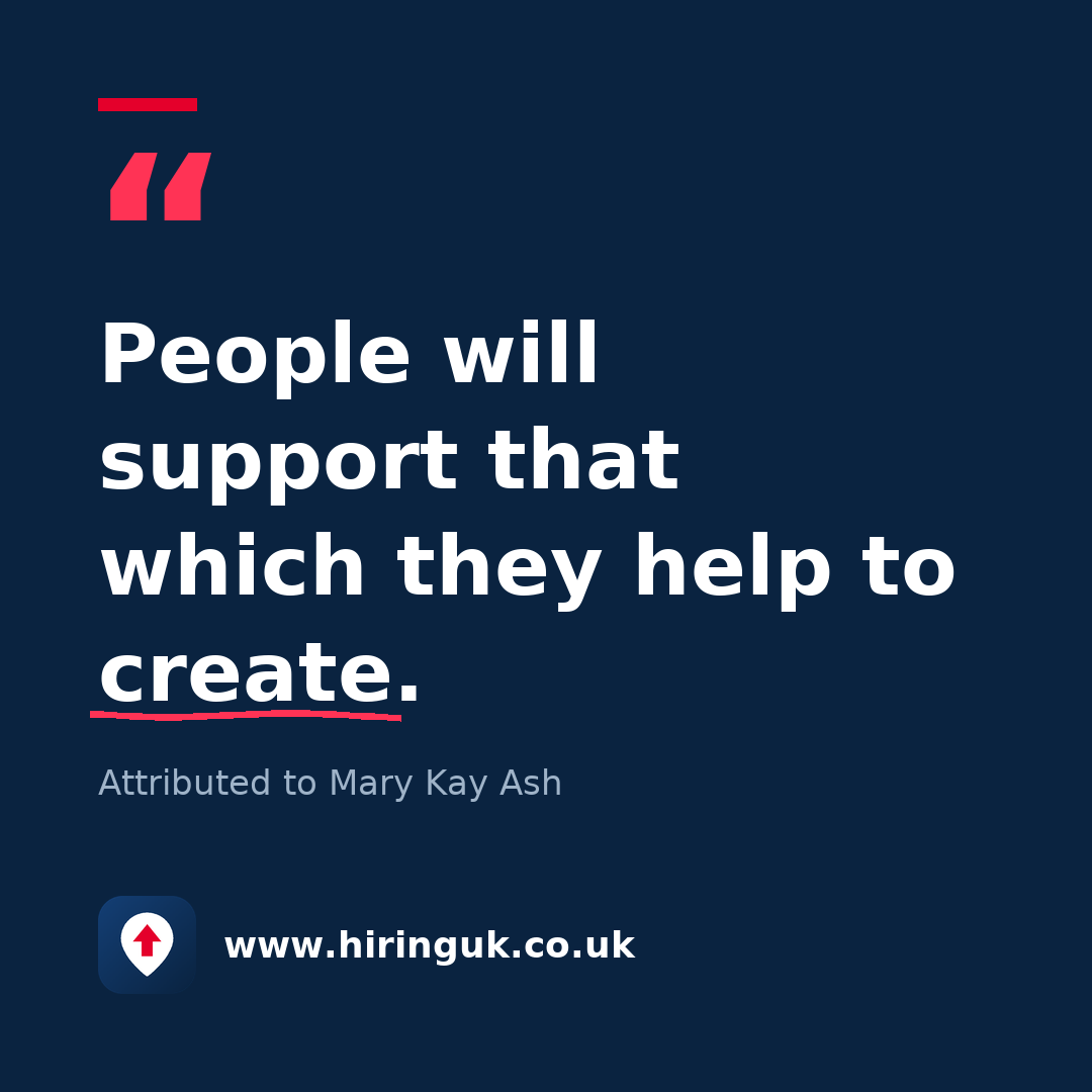 Quote card: People will support that which they help to create.