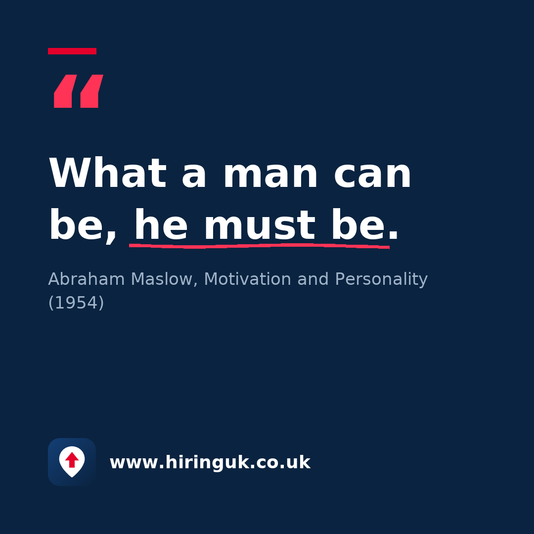 Quote card: What a man can be, he must be.