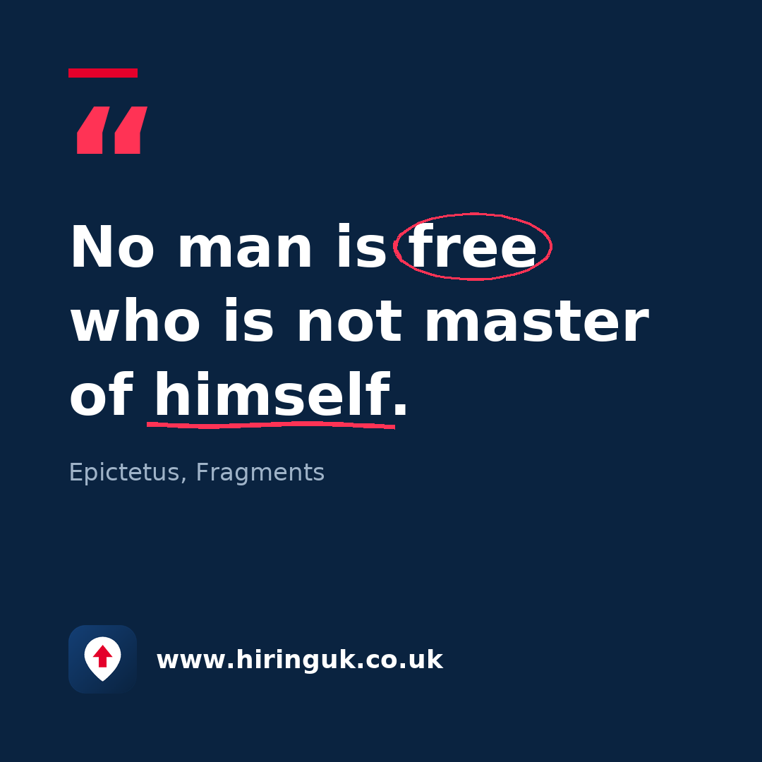 Quote card: No man is free who is not master of himself.