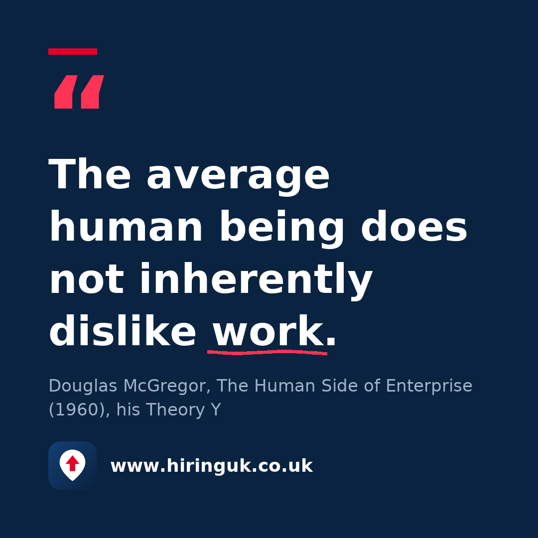 Quote card: The average human being does not inherently dislike work.