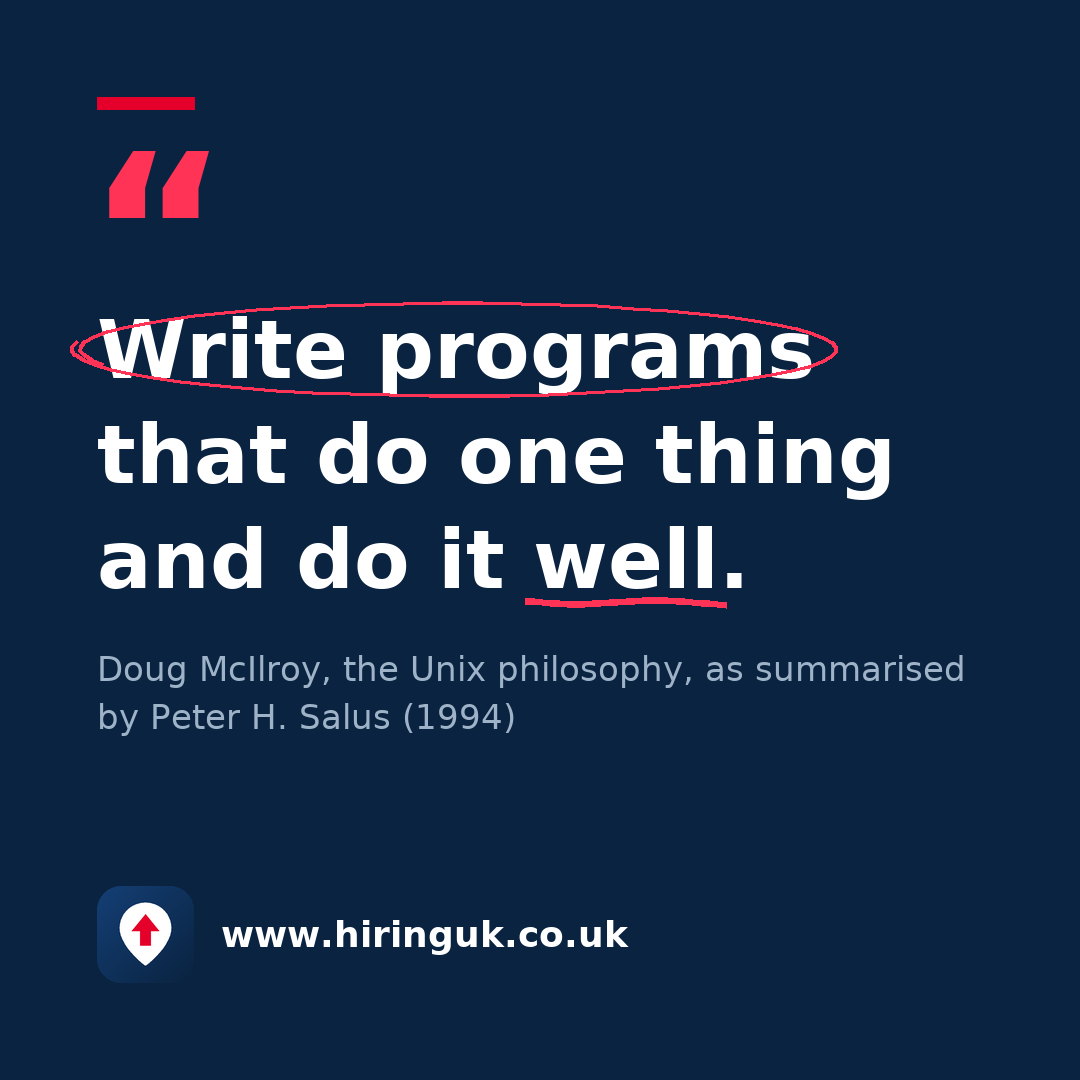 Quote card: Write programs that do one thing and do it well.