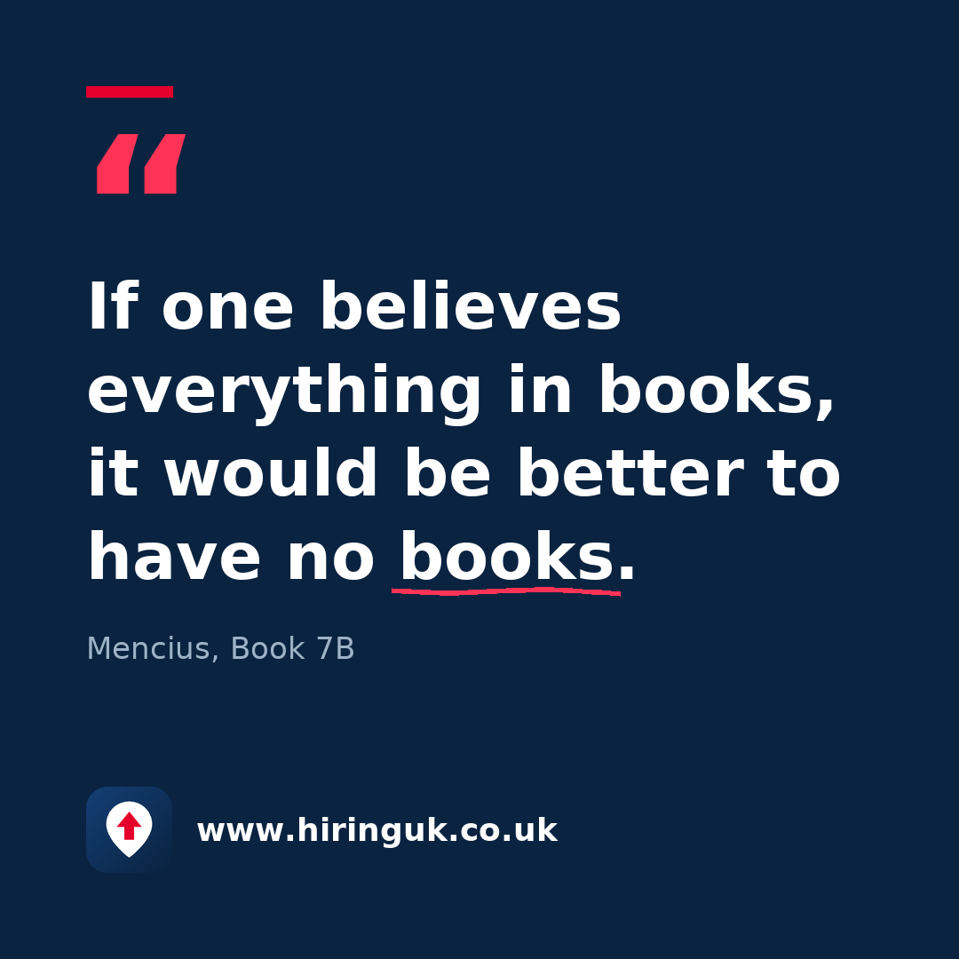 Quote card: If one believes everything in books, it would be better to have no books.