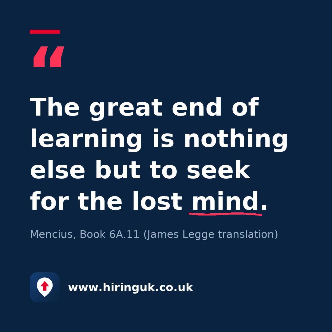 Quote card: The great end of learning is nothing else but to seek for the lost mind.