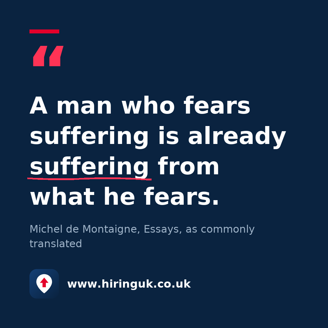 Quote card: A man who fears suffering is already suffering from what he fears.