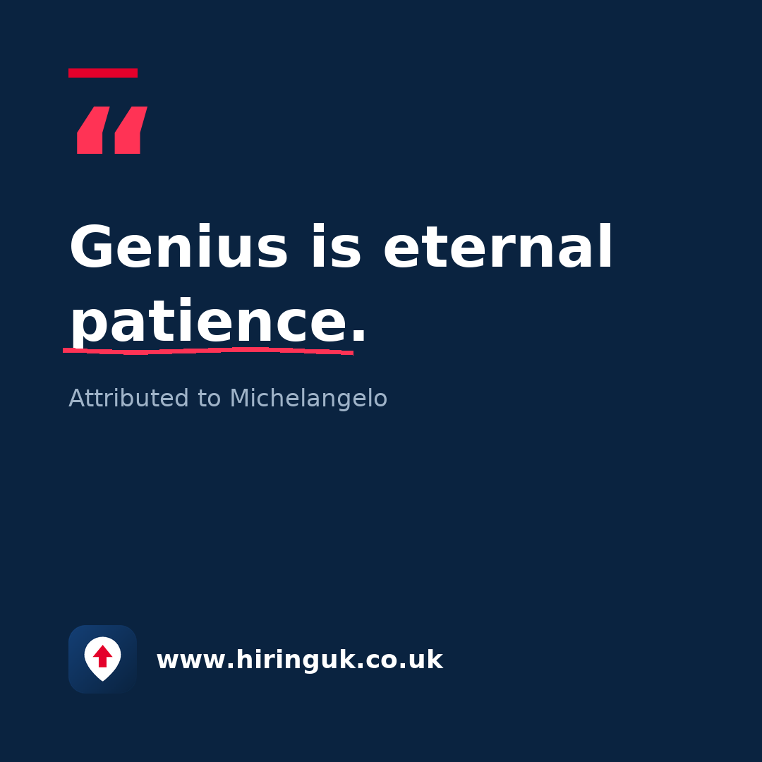 Quote card: Genius is eternal patience.