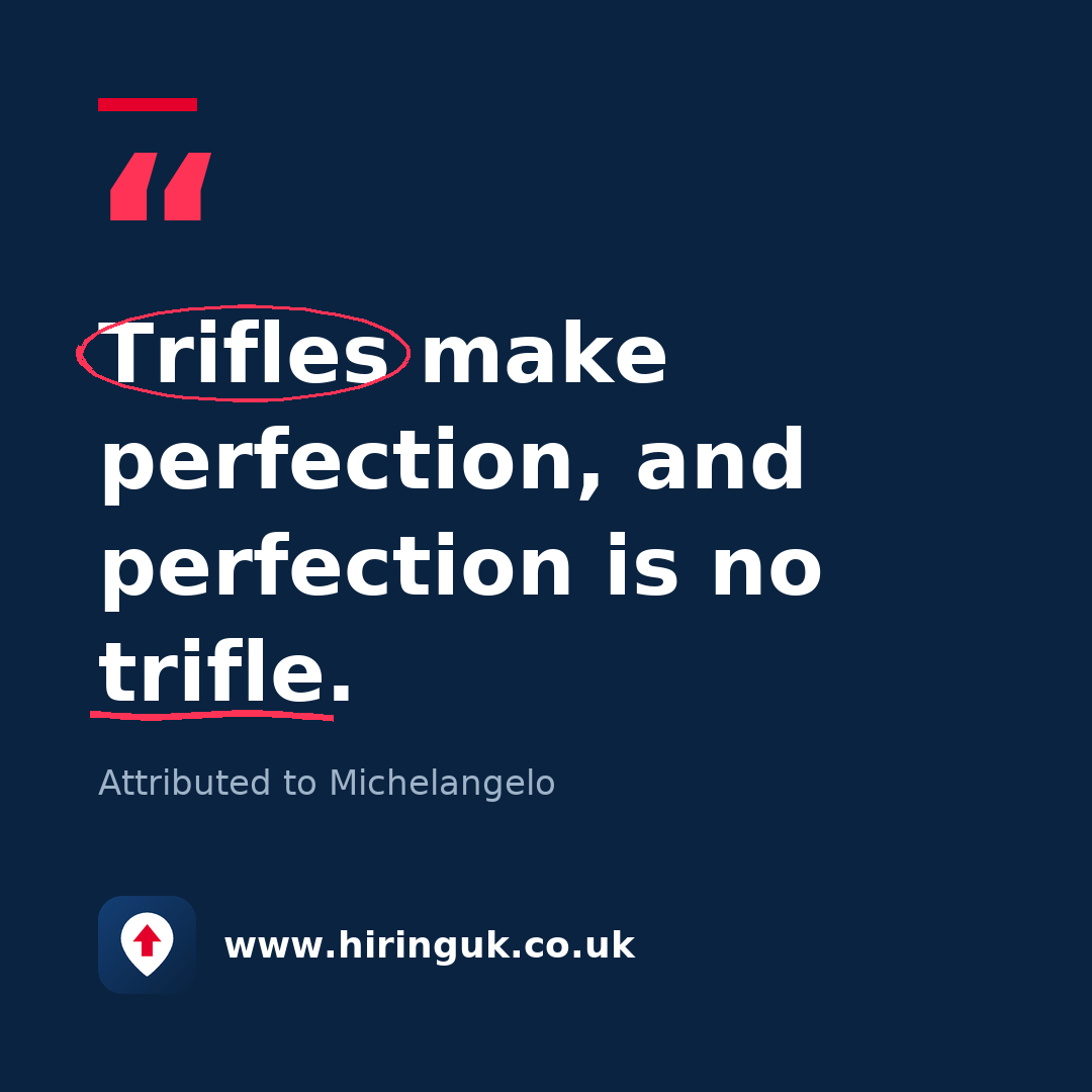 Quote card: Trifles make perfection, and perfection is no trifle.