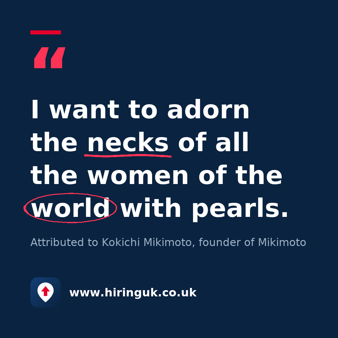 Quote card: I want to adorn the necks of all the women of the world with pearls.