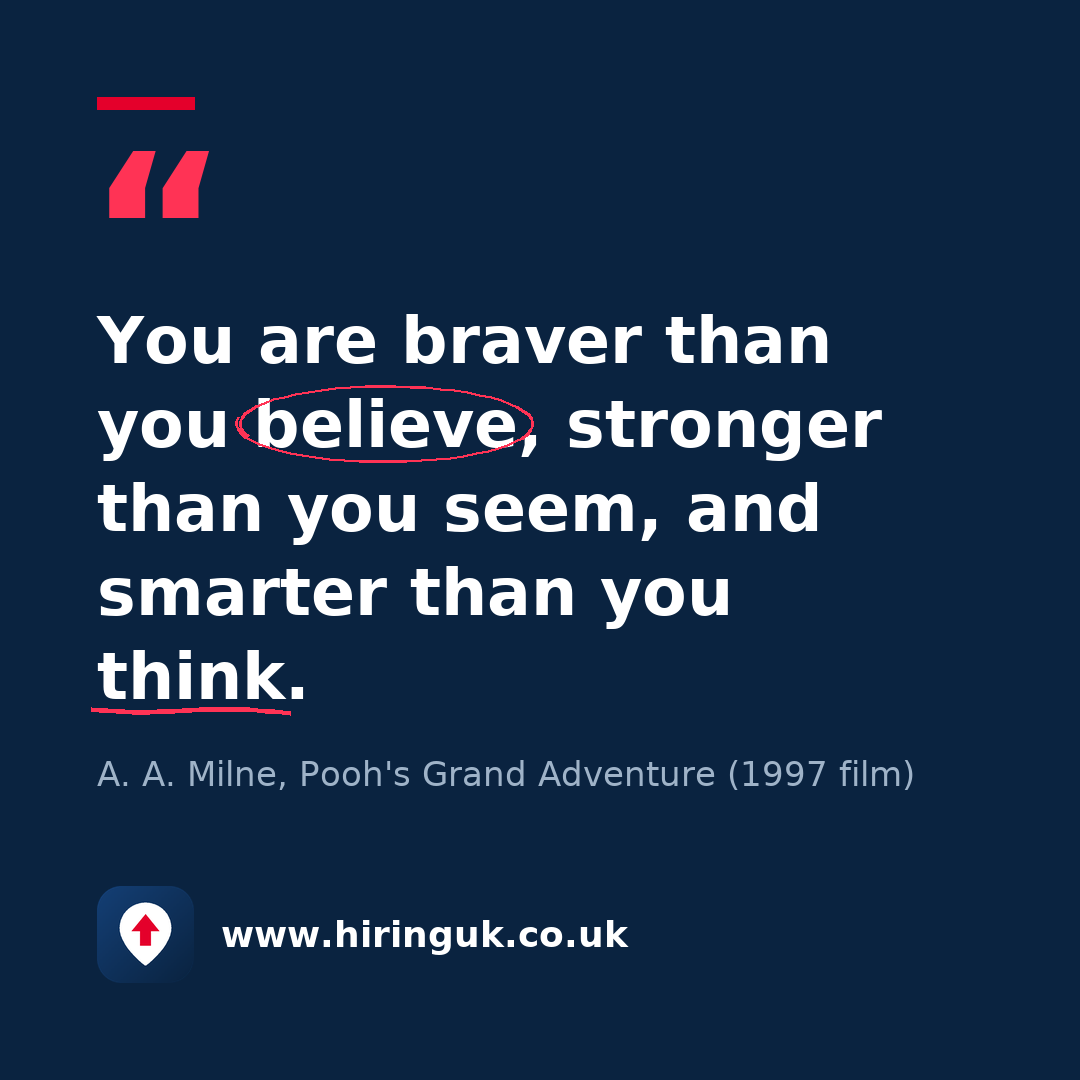 Quote card: You are braver than you believe, stronger than you seem, and smarter than you think.