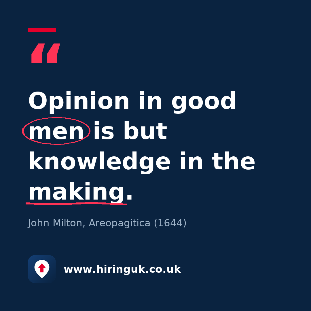 Quote card: Opinion in good men is but knowledge in the making.