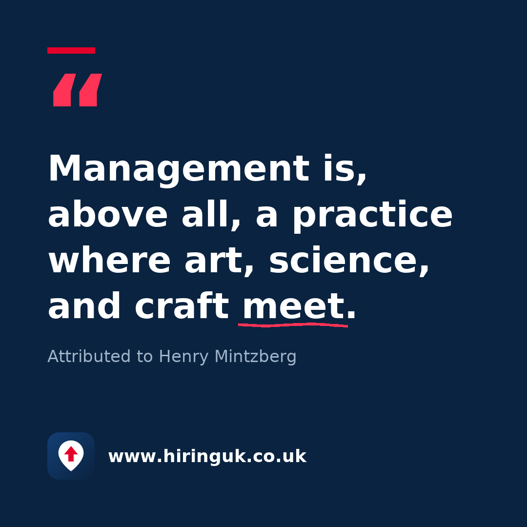 Quote card: Management is, above all, a practice where art, science, and craft meet.