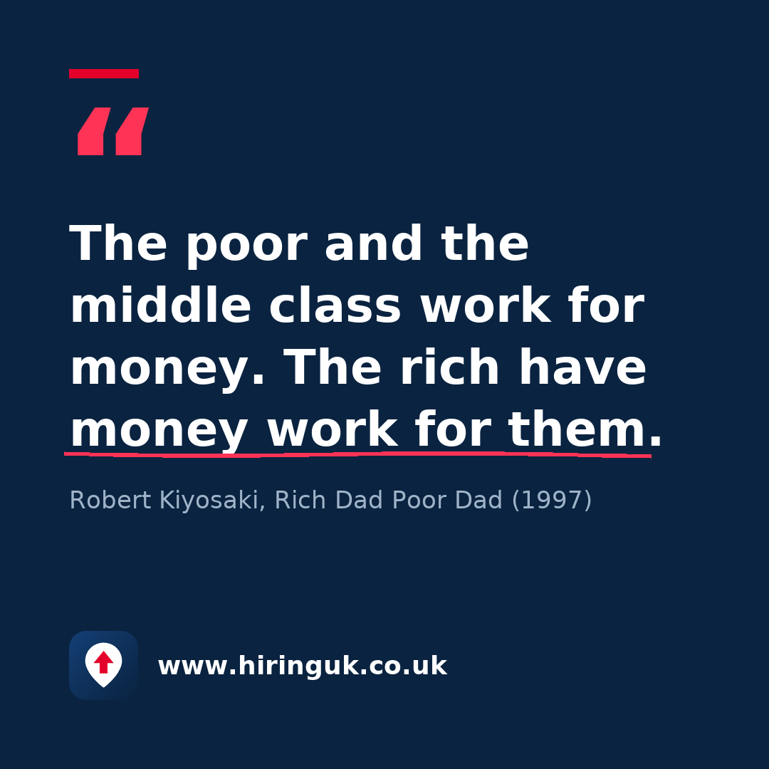 Quote card: The poor and the middle class work for money. The rich have money work for them.