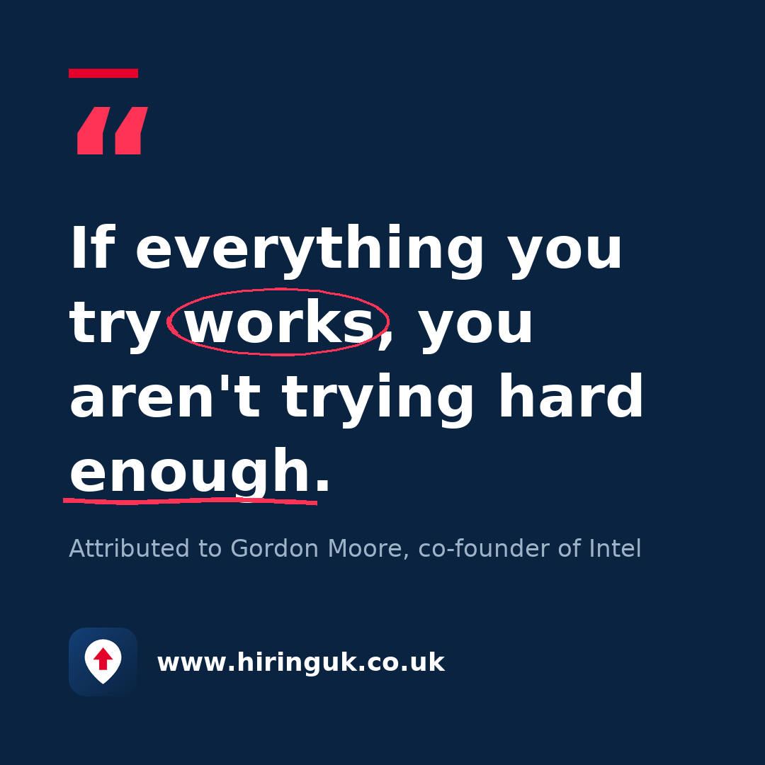 Quote card: If everything you try works, you aren't trying hard enough.