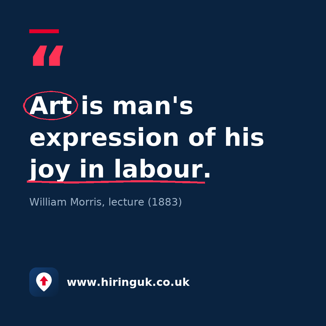 Quote card: Art is man's expression of his joy in labour.