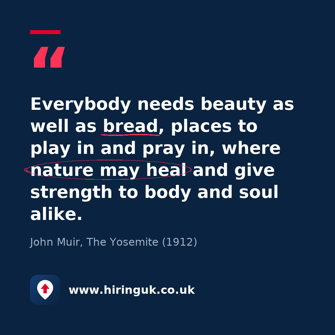 Quote card: Everybody needs beauty as well as bread, places to play in and pray in, where nature may heal and give strength to body and soul alike.