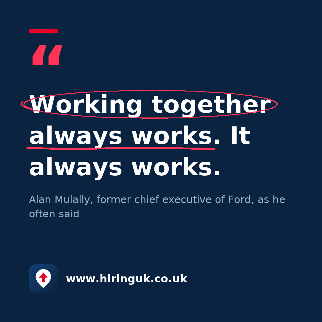 Quote card: Working together always works. It always works.