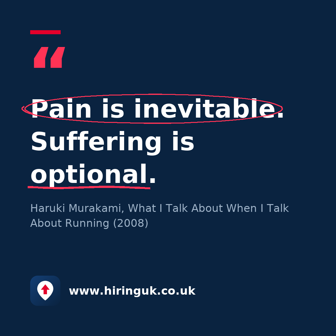 Quote card: Pain is inevitable. Suffering is optional.