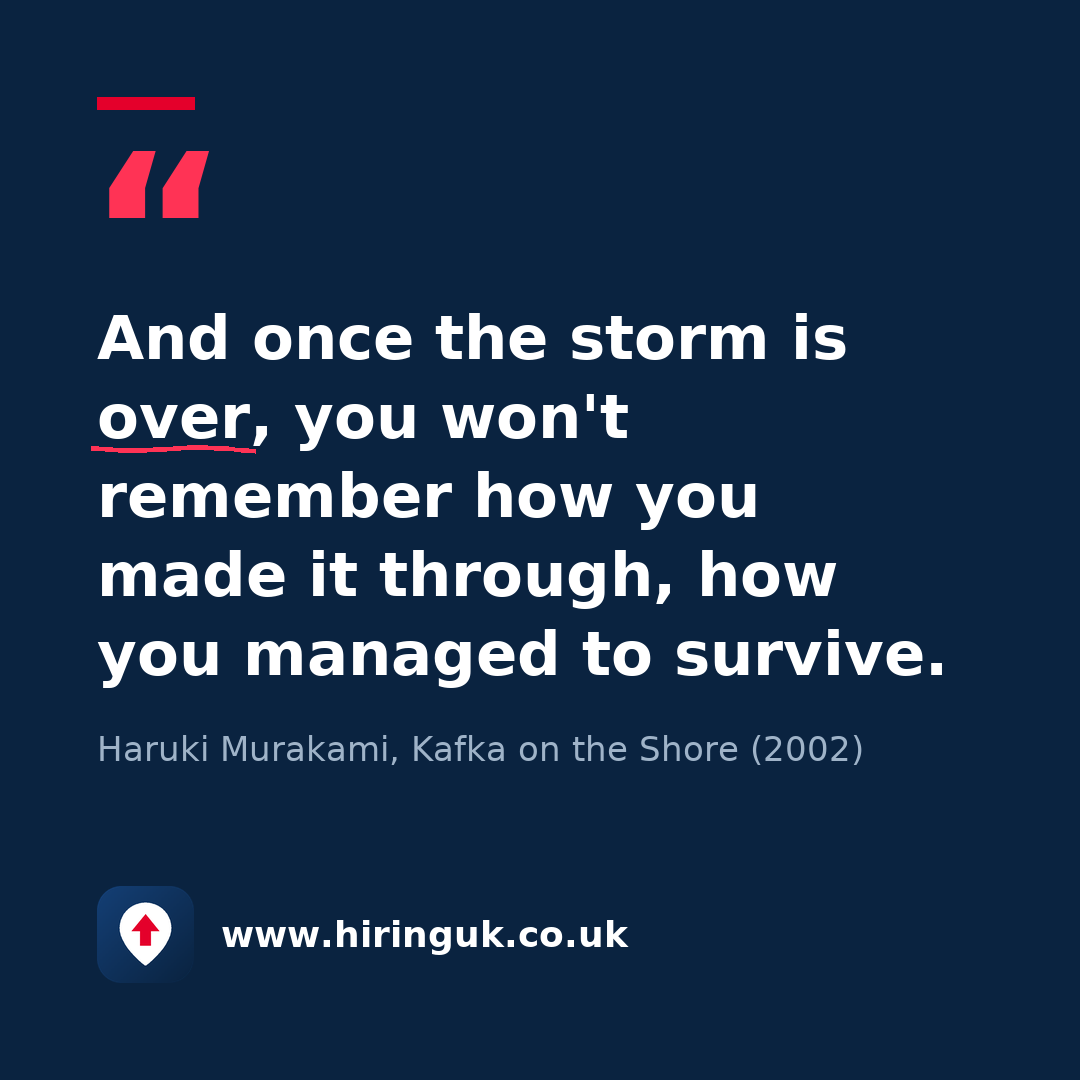 Quote card: And once the storm is over, you won't remember how you made it through, how you managed to survive.