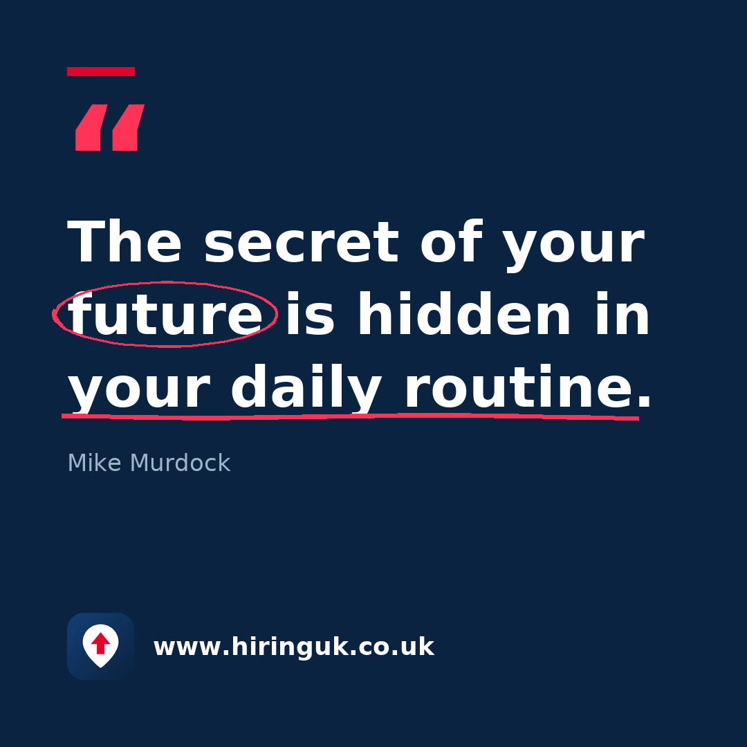 Quote card: The secret of your future is hidden in your daily routine.