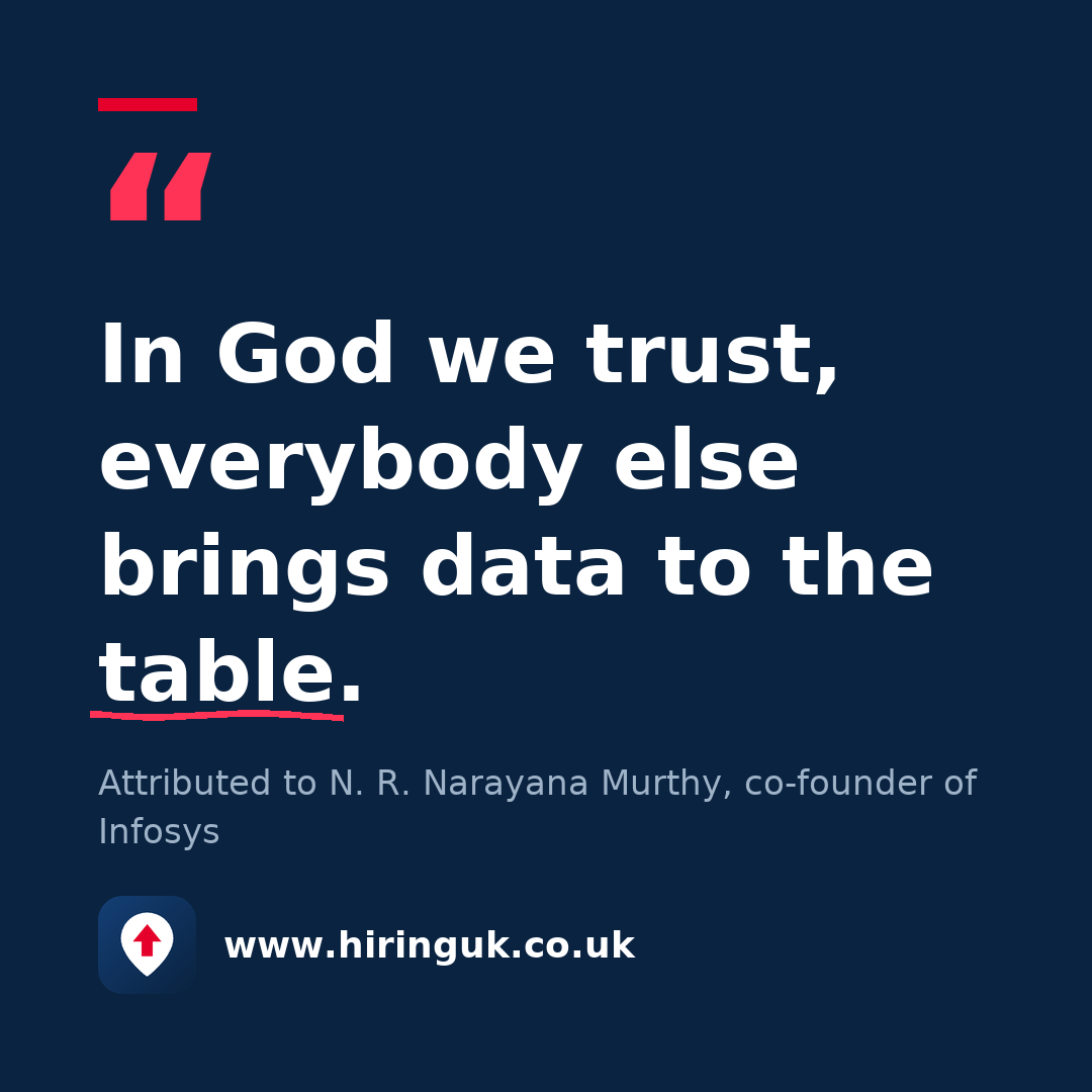 Quote card: In God we trust, everybody else brings data to the table.