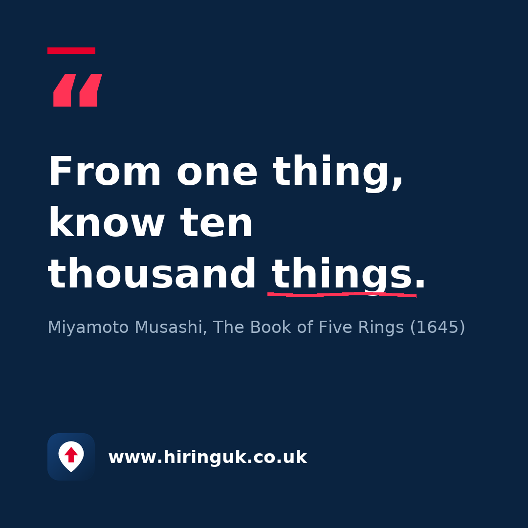 Quote card: From one thing, know ten thousand things.