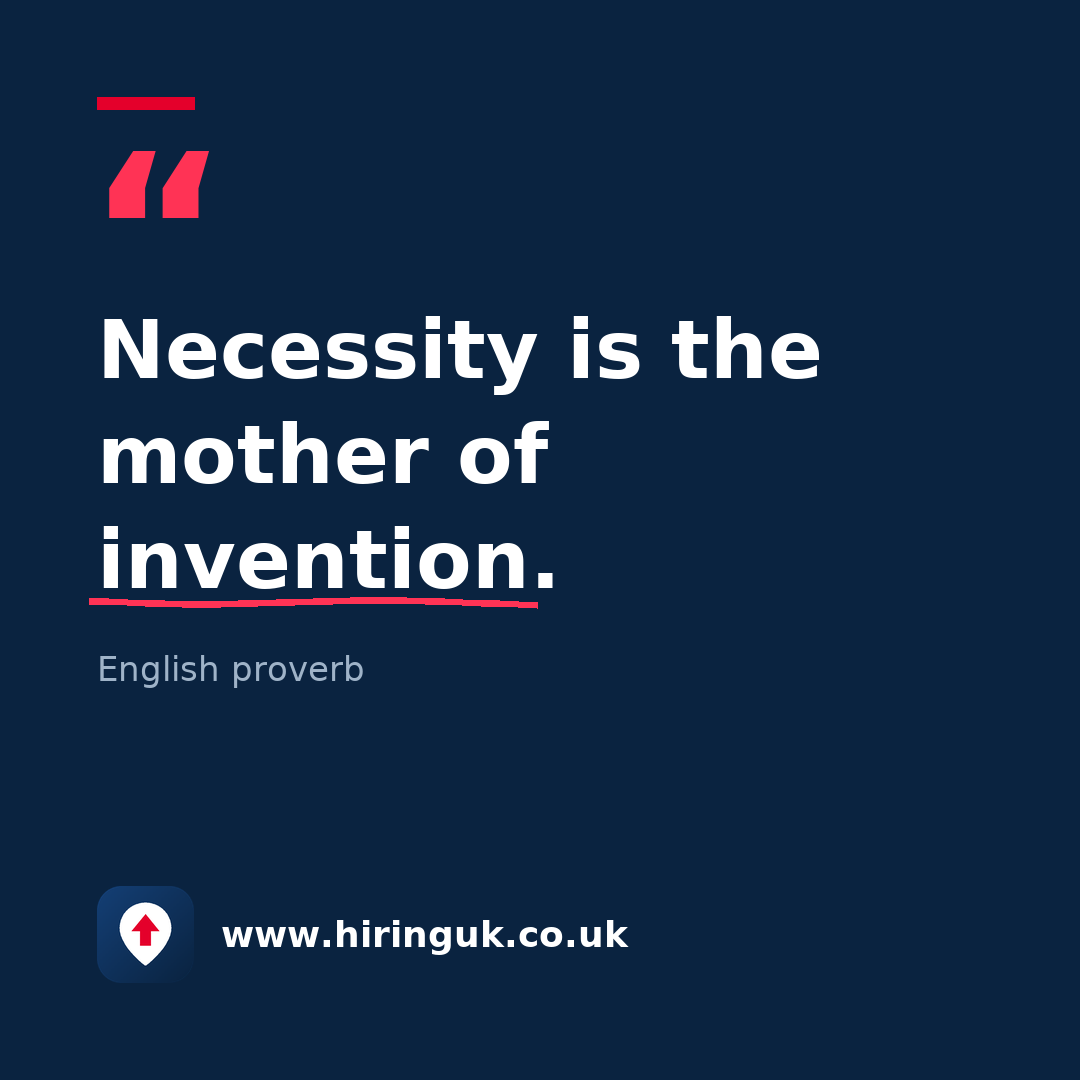 Quote card: Necessity is the mother of invention.