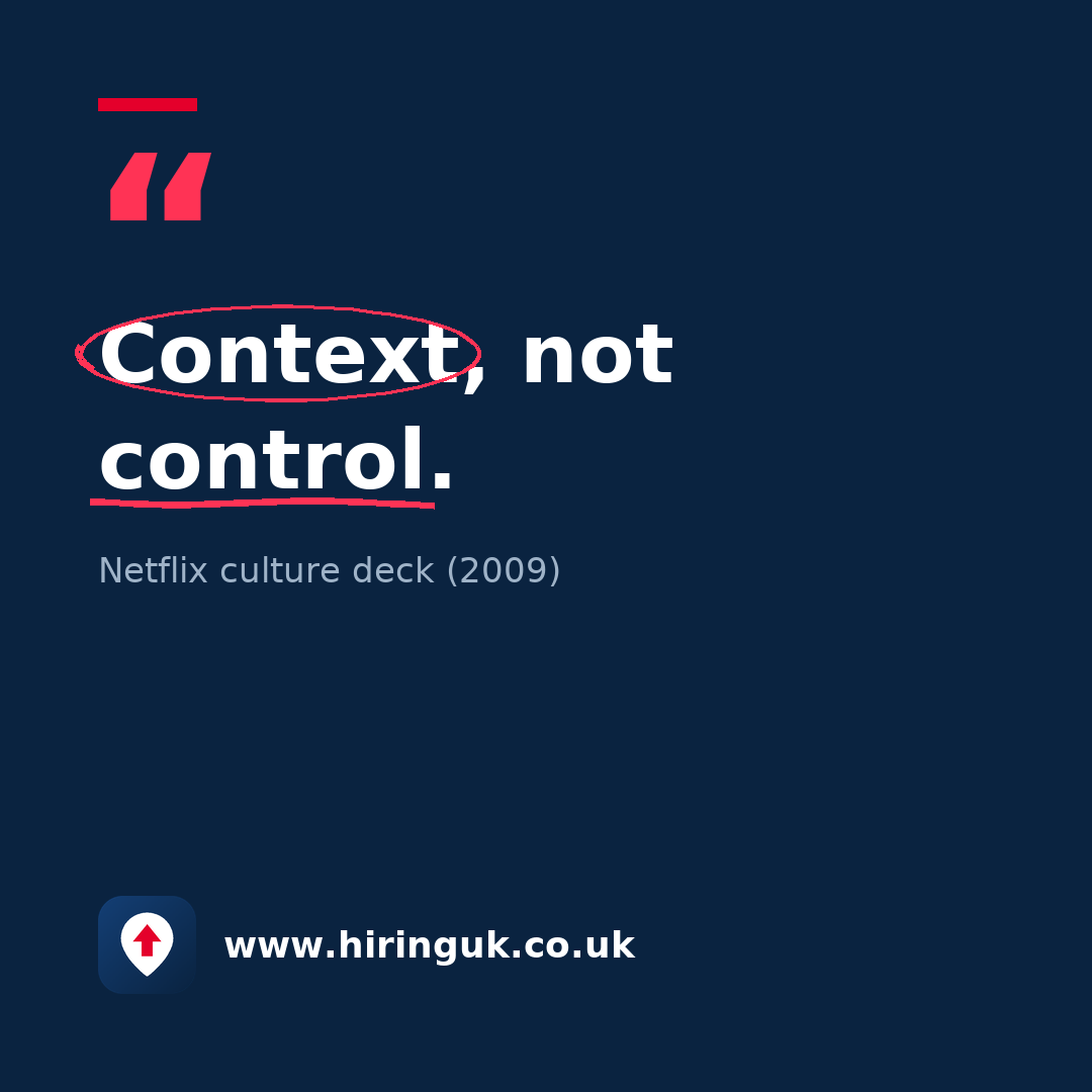 Quote card: Context, not control.