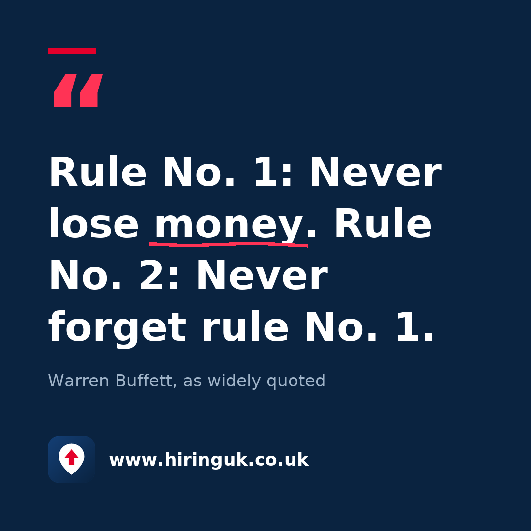 Quote card: Rule No. 1: Never lose money. Rule No. 2: Never forget rule No. 1.