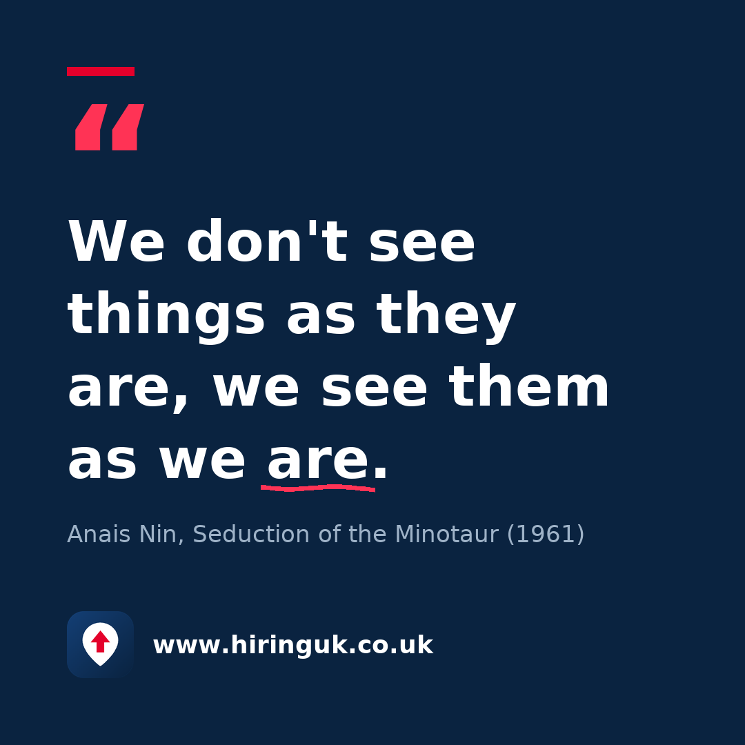 Quote card: We don't see things as they are, we see them as we are.