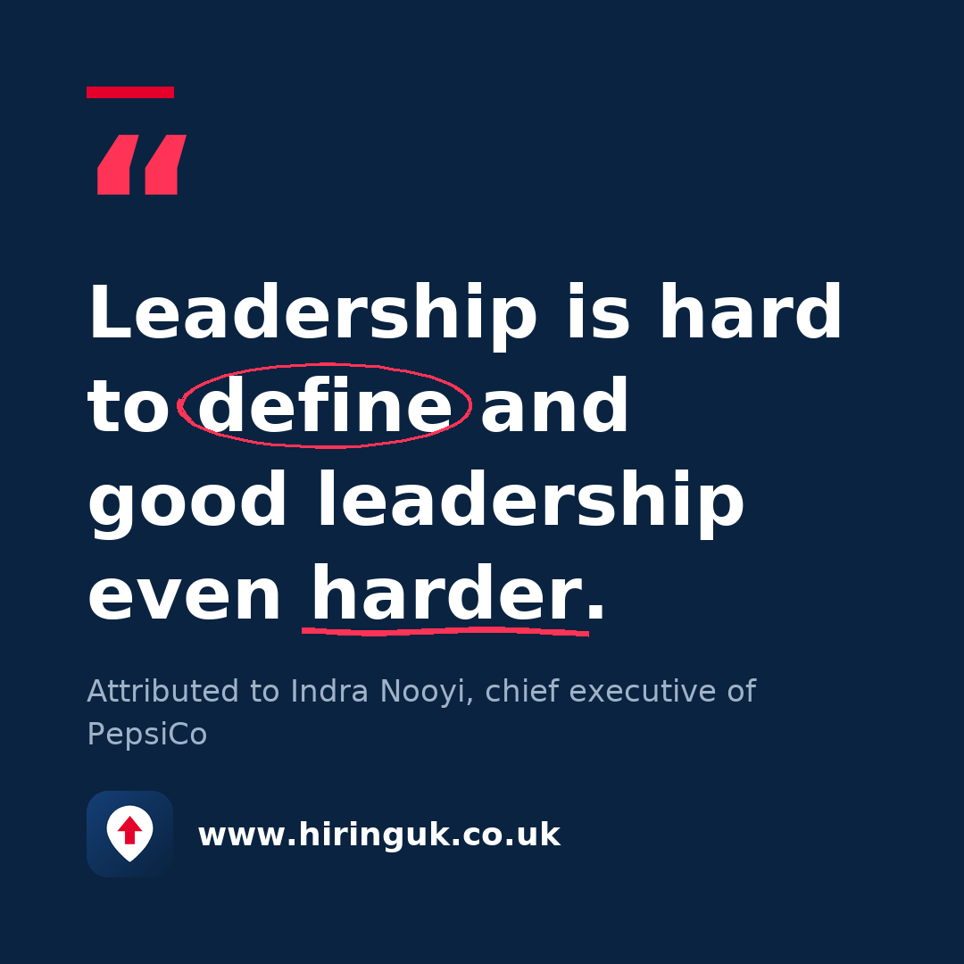 Quote card: Leadership is hard to define and good leadership even harder.