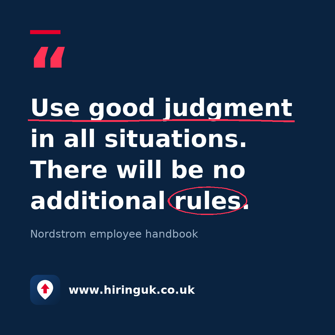 Quote card: Use good judgment in all situations. There will be no additional rules.