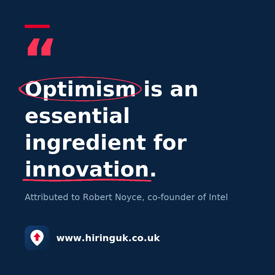 Quote card: Optimism is an essential ingredient for innovation.