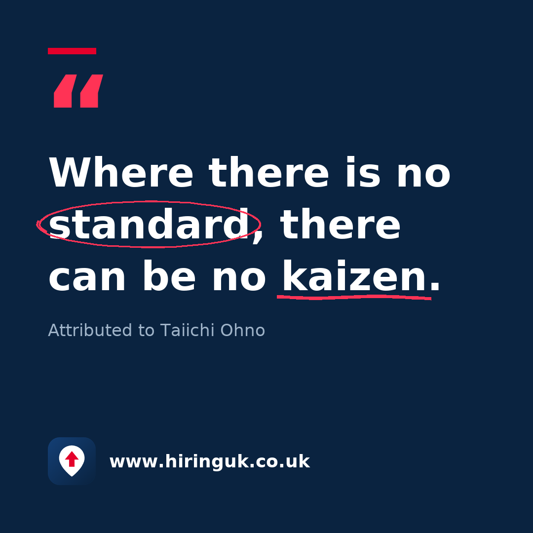 Quote card: Where there is no standard, there can be no kaizen.
