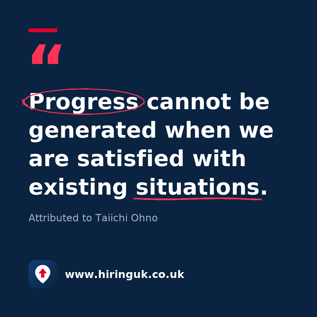 Quote card: Progress cannot be generated when we are satisfied with existing situations.