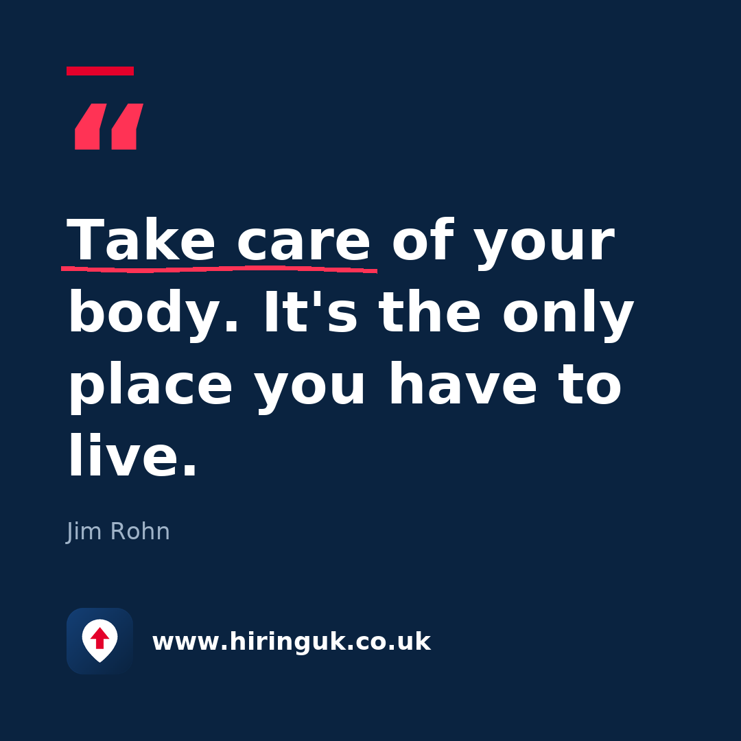 Quote card: Take care of your body. It's the only place you have to live.