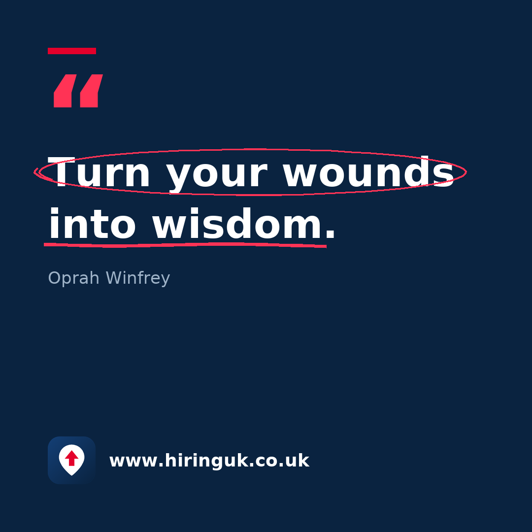 Quote card: Turn your wounds into wisdom.