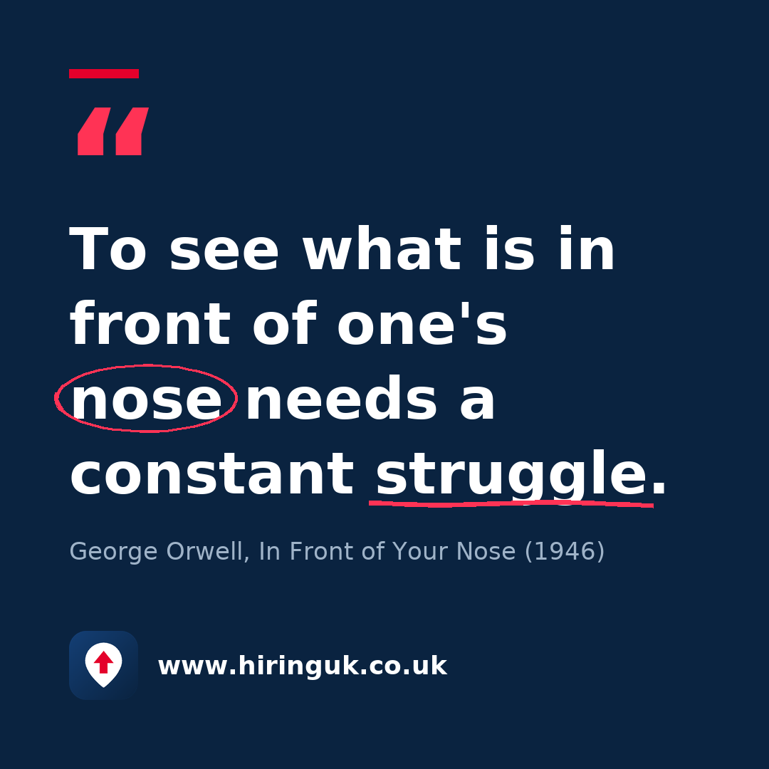 Quote card: To see what is in front of one's nose needs a constant struggle.
