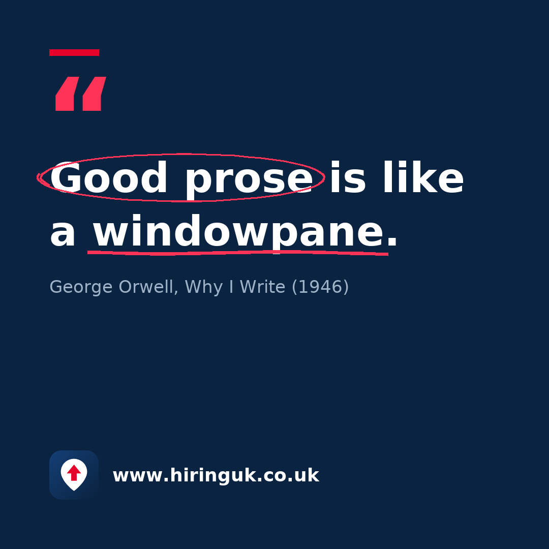 Quote card: Good prose is like a windowpane.