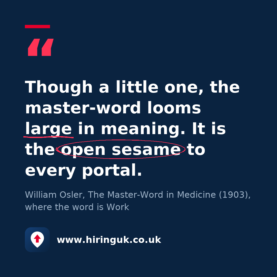 Quote card: Though a little one, the master-word looms large in meaning. It is the open sesame to every portal.