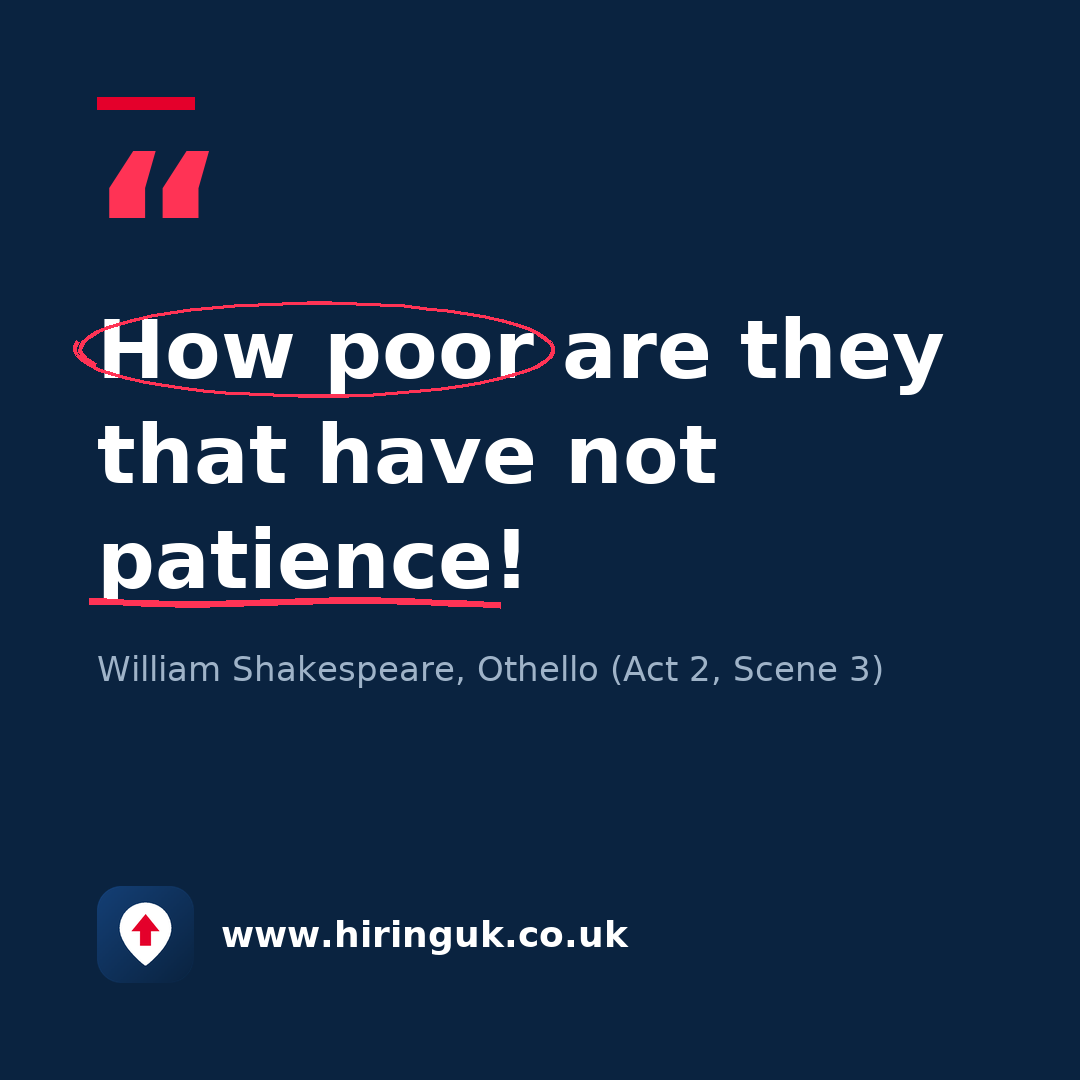 Quote card: How poor are they that have not patience!