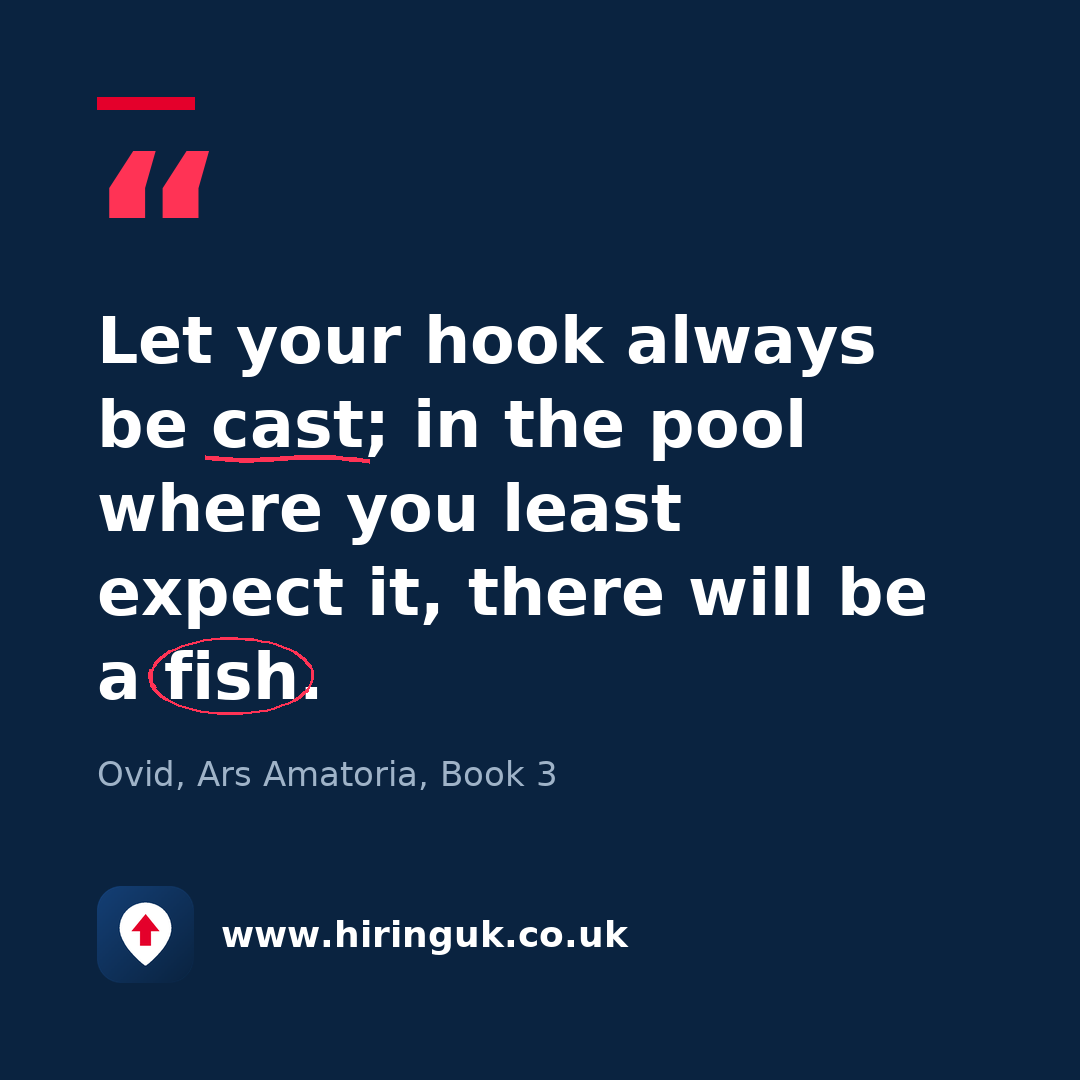 Quote card: Let your hook always be cast; in the pool where you least expect it, there will be a fish.