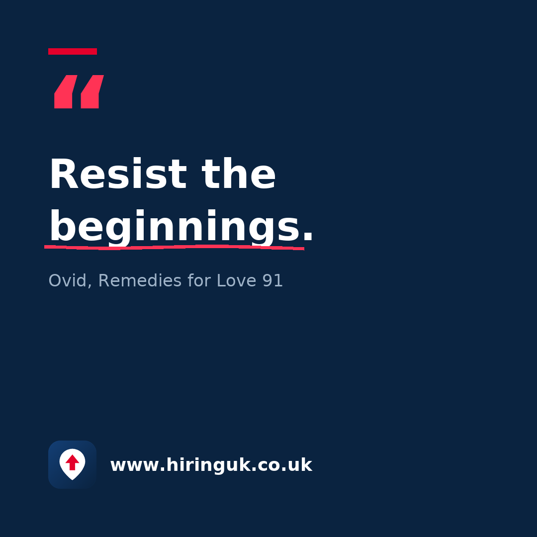 Quote card: Resist the beginnings.