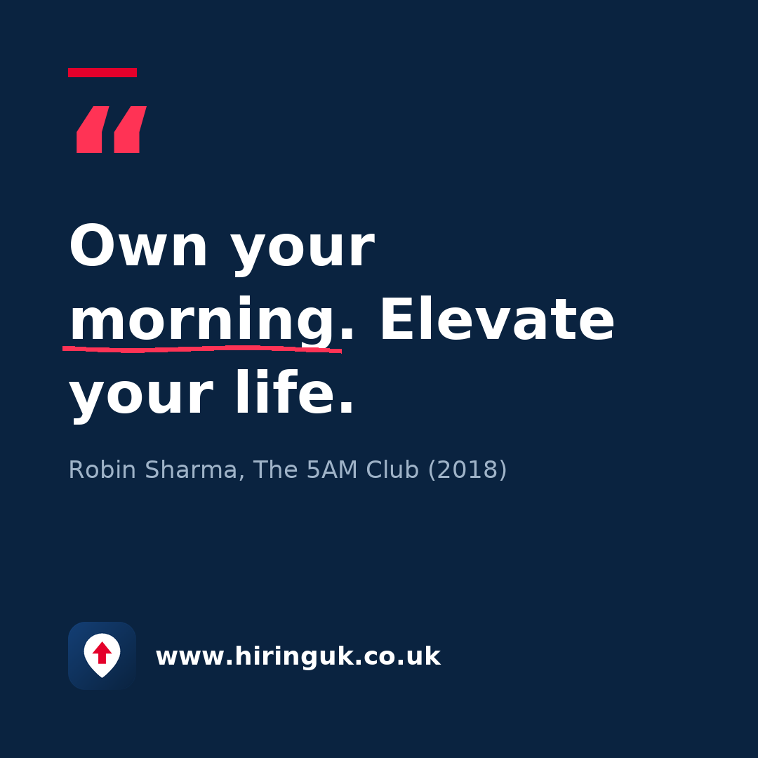 Quote card: Own your morning. Elevate your life.