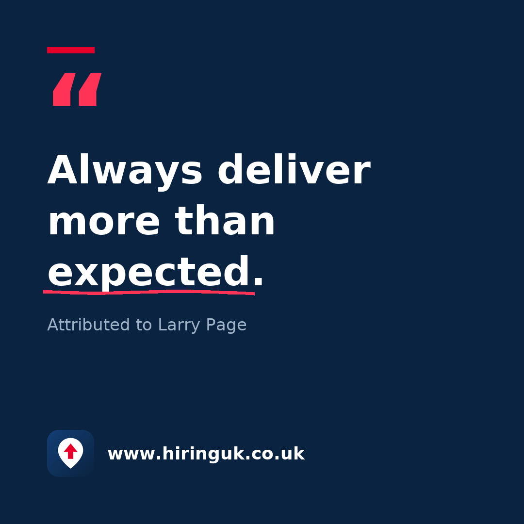 Quote card: Always deliver more than expected.