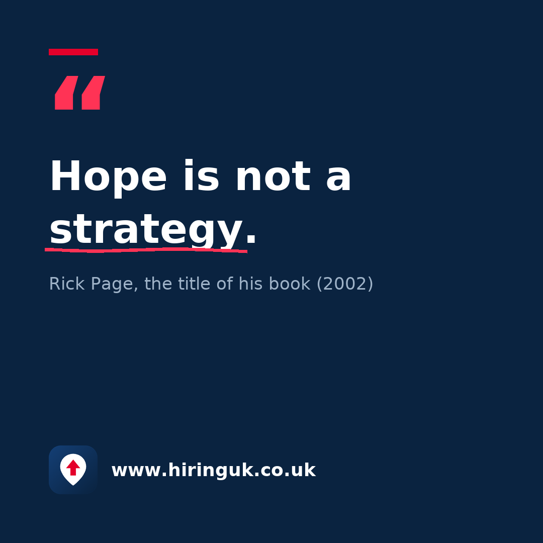 Quote card: Hope is not a strategy.