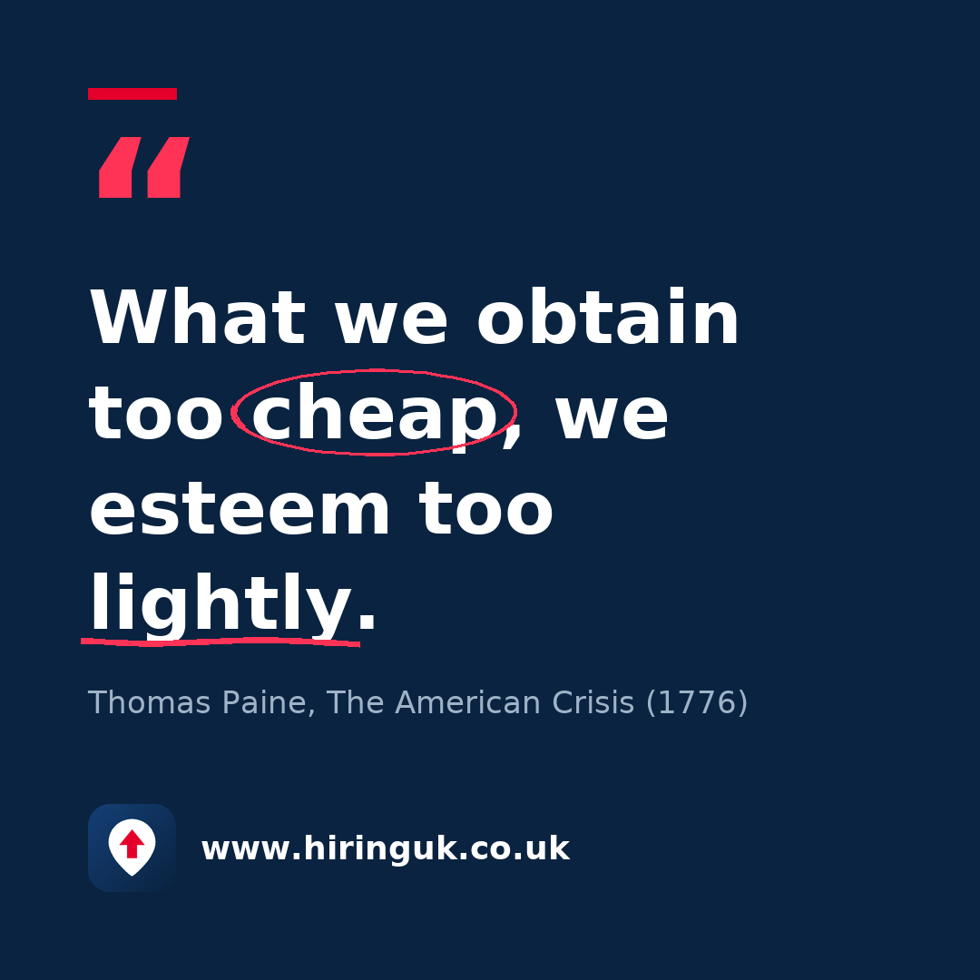 Quote card: What we obtain too cheap, we esteem too lightly.