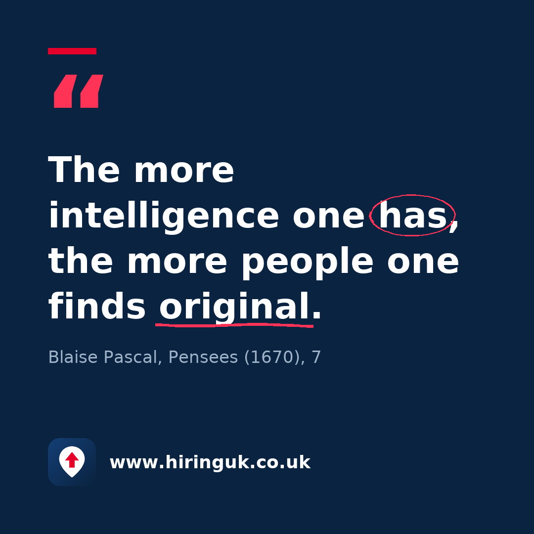 Quote card: The more intelligence one has, the more people one finds original.