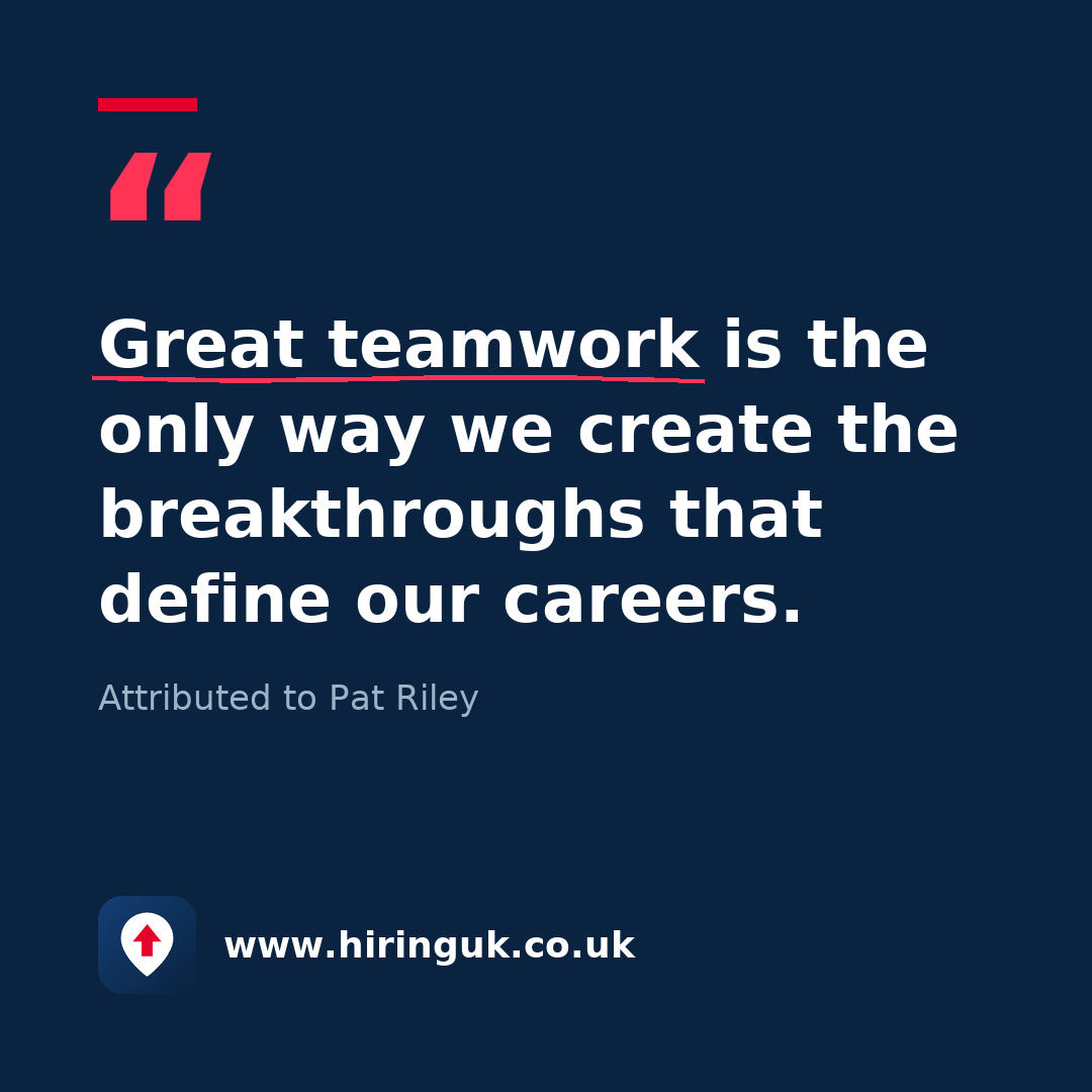 Quote card: Great teamwork is the only way we create the breakthroughs that define our careers.