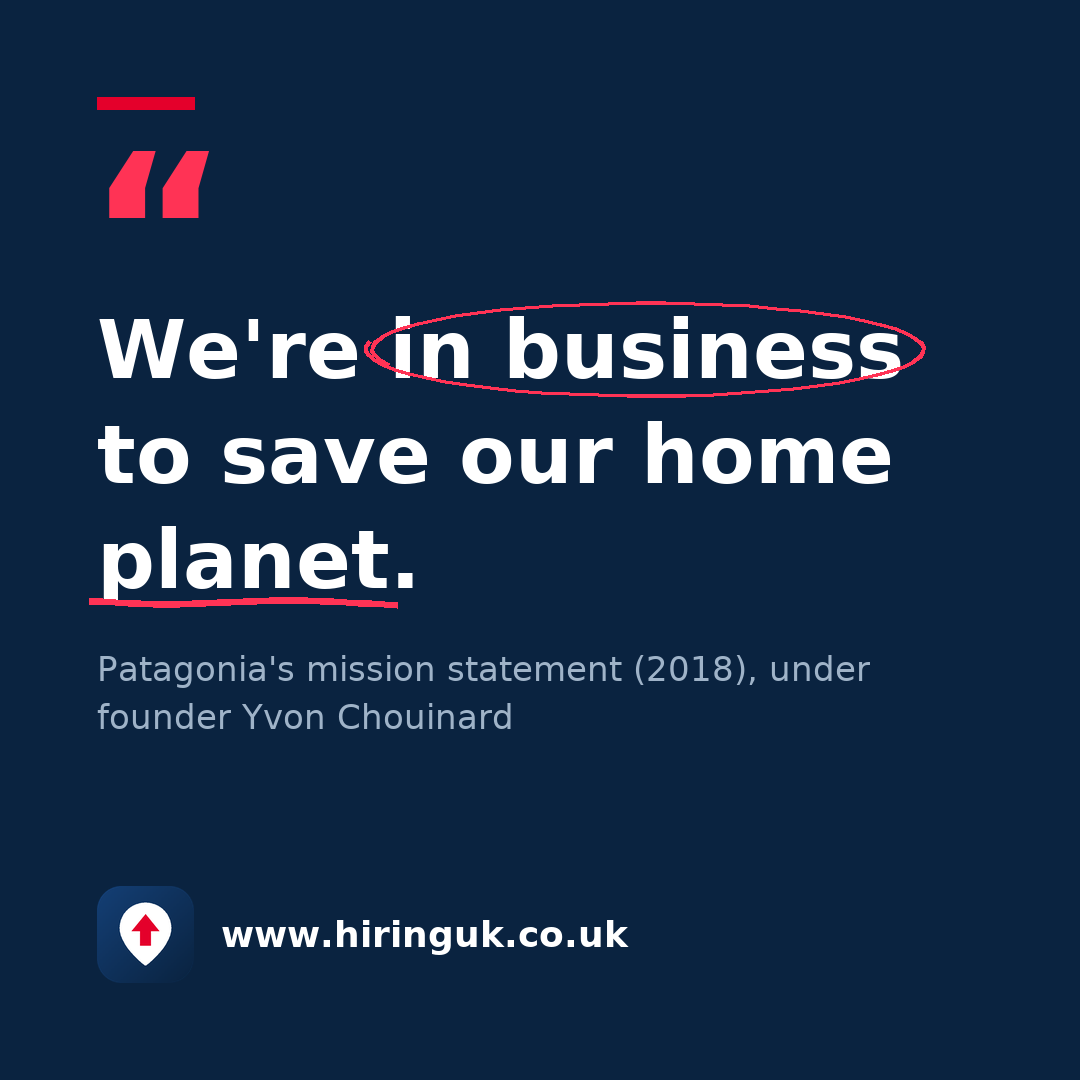 Quote card: We're in business to save our home planet.
