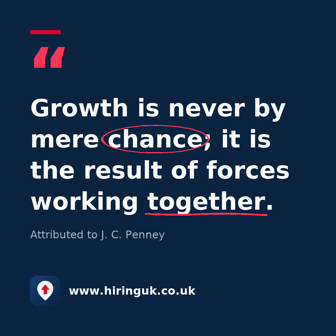 Quote card: Growth is never by mere chance; it is the result of forces working together.