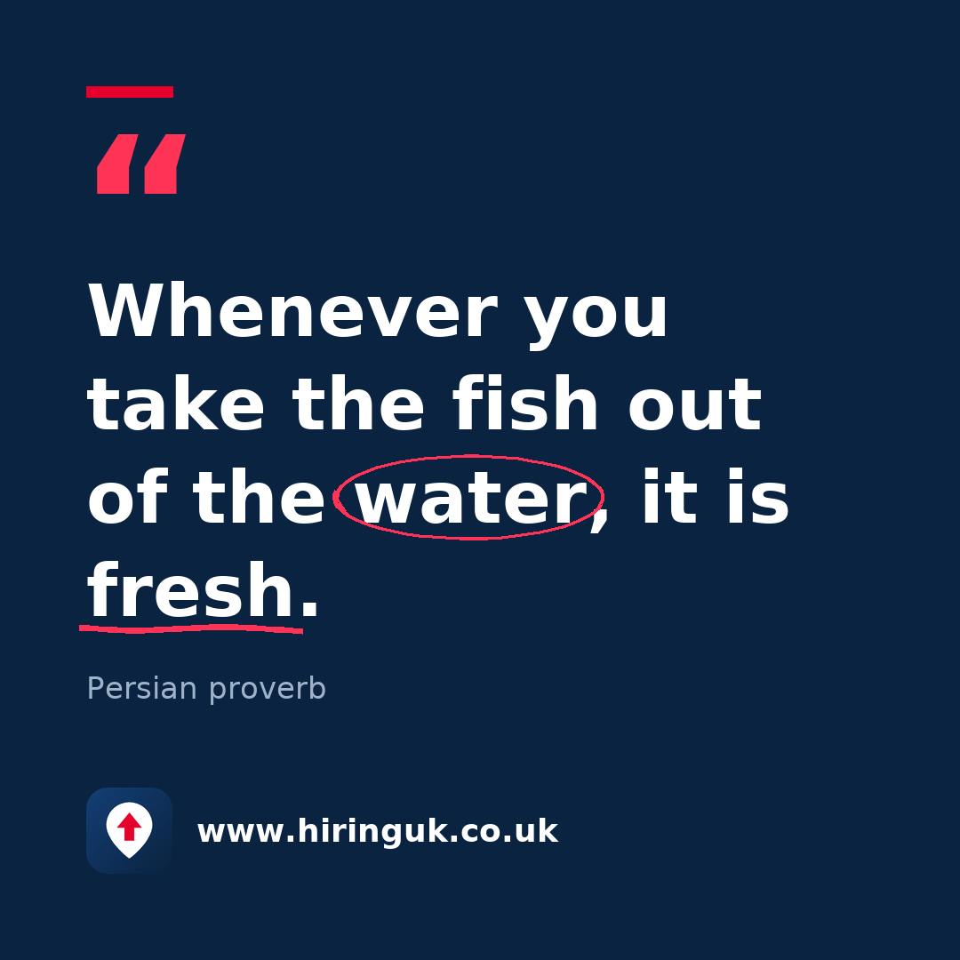 Quote card: Whenever you take the fish out of the water, it is fresh.